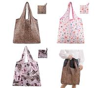 CHUANFU 3 Pezzi Borsa Spesa Pieghevole Grande, Riutilizzabile Borsa Shopper, Sacchetti per la Spesa Ecologiche Lavabili, Portatile Shopping Tote Bag per Quotidiana e Viaggi, 46 x 60 CM