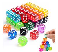 CHUANFU 50 Pezzi Dadi da Gioco in Acrilico, Dadi 6 Facce 14mm con Angoli Arrotondati, Dados Colori con Scatola di Plastica Portatile, per Giochi Matematici per Bambini, Multigioco, 10 Colori