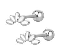 CHUANFU Orecchini Acciaio Chirurgico, Orecchini Donna Anallergici, Forma a Cinque Petali, Piercing Orecchio Cartilagine in Acciaio Inossidabile, Gioielli Regalo per Donna Ragazza, Argento