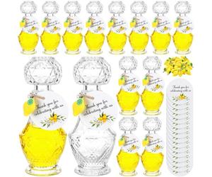 Chuangdi 16 set da 57 bottiglie di vetro per limoncello da 48,2 g con coperchio, mini etichette per limoncello fatte in casa, matrimoni, feste nuziali (eleganti)