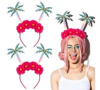 Chuangdi 2 Pezzi Cerchietti di Carnevale Bopper di Testa Fasce per Capelli da Adulti Costume da Festa di Natale(Verde Rosa,Albero di Cocco)