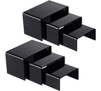 Chuangdi 2 set di alzate in acrilico per esposizione di gioielli, espositori per mensole, espositori (nero, set medio)