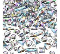 Chuangdi 500 Pezzi Gemme da Cucire in Acrilico Cristallo per Cucire Forme Miste sugli Strass con 2 Holes per Vestiti Decorazioni Perline (Crystal AB)