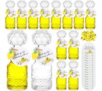 Chuangdi 57 bottiglie vuote in vetro per limoncello da riempire con coperchio, mini ciondoli a forma di limone ed etichette, per birra fatta in casa, matrimoni, feste nuziali (delicate)
