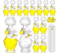 Chuangdi Set di 16 mini bottiglie di vetro per limoncello con etichette, 48,2 g, ciondoli a forma di limone, bomboniere per Natale, produzione fatta in casa, matrimoni, baby shower, regali (eleganti)