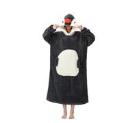 chuangminghangqi Coperta da indossare con maniche e cappuccio, unisex, con pinguino, da donna, divertente, lunga, con cappuccio, invernale, soffice e calda
