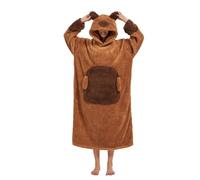 chuangminghangqi Coperta da indossare con maniche e cappuccio unisex oversize Capybara coperta da donna divertente gigante lunga con cappuccio coperta invernale soffice comfy e calda