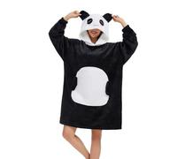 Chuangminghangqi - Coperta in pile con maniche e cappuccio, comoda e calda per l'inverno, per divano, unisex, oversize, con stampa animale, pullover, divertente, felpa gigante, per donna, panda, L