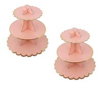 CHUANGOU 2 PCS Alzata per Torta e Cupcake, 3 Livelli in Cartone, per Matrimonio, Compleanno, Baby Shower, Dessert (Rosa Puro)