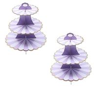 CHUANGOU 2 PCS Alzata per Torta e Cupcake, 3 Livelli in Cartone, per Matrimonio, Compleanno, Baby Shower, Dessert (Viola Bianco)