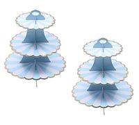 CHUANGOU 2 PCS Alzata Torta,3 Livelli Alzata Cupcake in Cartone,Adatto per La Festa di Matrimonio, Compleanno, Baby Shower, Torta, Torta da Dessert(Blu Bianco).
