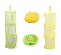 CHUANGOU 2 Pezzi Cestello Pieghevoli in Rete Sospesa，Cestello Portaoggetti in Rete Sospesa，per Riporre Piccoli Capi di Abbigliamento e Piccoli Oggetti.（Verde+Giallo）