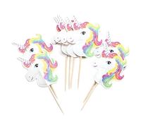 CHUANGOU 24 Pezzi Unicorno Simpatico Cartone Animato Cake Topper Decorazioni per Torte di Compleanno per Baby Shower Party, Festa di Compleanno