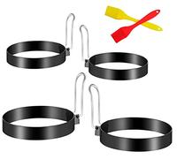 CHUANGOU 4 Pezzi Anello di Uovo Antiaderenti，Stampi per Uova Frittata，con Pennello，per Uova Fritte in Camicia Pancake.