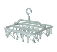 CHUANGOU Appendino Calzini Pieghevole，Stendibiancheria salvaspaziocon 32 mollette in plastica per calze, biancheria intima, reggiseni, vestiti per bambini.(verde chiaro)