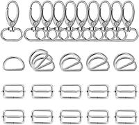 CHUANGOU Moschettone per borse, moschettone, anelli a D, per portachiavi, borse, accessori, argento, 30 pezzi, 25 mm