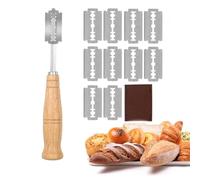 CHUANGOU Taglierino per Pane, Coltello da Pane, Lametta per Pane Coltello per Impasto con 10 Lame e 1 Custodia Protettiva, Lama Pane per Cuocere, Intagliare Modelli di Pane Crudo