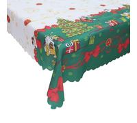 CHUANGOU Tovaglia Natalizia, Tovaglia di Natale Rettangolare per feste Tovaglie da Pranzo 180 x 150 cm di lunghezza(Albero di Natale verde)