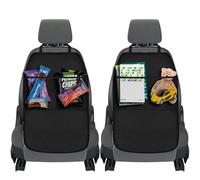 chuanhylis 2 Pezzi Proteggi Sedile Auto Bambini Posteriore, Anti Calcio Copri Sedile Auto Bambini, Salvabambino Seggiolino per Bottiglie, Giocattoli, Libri, Facile da Pulire e Fissare