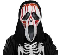 Chuankefanxing Halloween Horror Scream Maschera, Maschera Ghostface, Maschera Spaventosa per il Volto del Teschio con Cappuccio, Maschera Horror in Lattice per il Costume Della Festa di Halloween