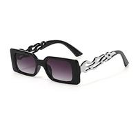 CHUANTEN New 2025 Occhiali da sole Small Frame Rettangle Vintage Sunglasses for Women/Men Punk Hollow Flame Legs Retro Sun Glasses Uv400 Cool Eyewear, Silver Black Grey, taglia unica