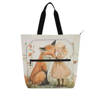 Chubby Fox Perfect Girl Kid Tote Bag per ragazzi ragazze donne resistente all'acqua insegnante Tote bag con cerniera per scuola, lavoro viaggi