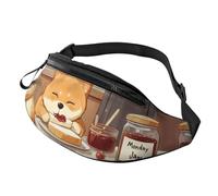 Chubby Shiba - Borsa a tracolla alla moda con stampa di pane unisex carino Shiba misura regolabile marsupio turisti - Borsa leggera e resistente al furto per visite turistiche 14 x 35 cm, A21, taglia