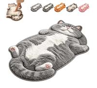 Chubby Tabby Cat Shaped Rug, Chubby Cat Rug, 2D Cartoon Cats Design (#A,S) | Chubby Tabby Cat Rug, Easy Care, Anti-Slip Backing, Washable, Soft Cozy Sleeping Mat for Sofa, Bed, Bathroom Decor