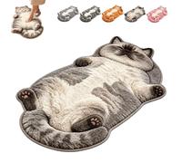 Chubby Tabby Cat Shaped Rug, Chubby Cat Rug, 2D Cartoon Cats Design (#D,S) | Chubby Tabby Cat Rug, Easy Care, Anti-Slip Backing, Washable, Soft Cozy Sleeping Mat for Sofa, Bed, Bathroom Decor