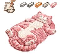 Chubby Tabby Cat Shaped Rug, Chubby Cat Rug, 2D Cartoon Cats Design (#E,M) | Chubby Tabby Cat Rug, Easy Care, Anti-Slip Backing, Washable, Soft Cozy Sleeping Mat for Sofa, Bed, Bathroom Decor