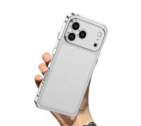 Chubbycase Ultra-Thin Metal Frame Heat Dissipation Case with Lens Protector, Bumper Metal Frame Shockproof Phone Case for iPhone 17/16/15/14 Series (15-Plus,Silver)