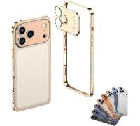 Chubbycase Ultra-Thin Metal Frame Heat Dissipation Case with Lens Protector for iPhone 17 Pro Max, Heat-Dissipation Grid, and Feather-Light Feel(Gold,For 17 Air)