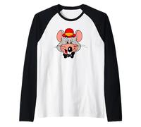 Chuck E. Cheese Big Face Vintage Chest Portrait Maglia con Maniche Raglan