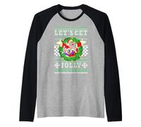 Chuck E. Cheese Christmas Let's Go Jolly Ugly Sweater Maglia con Maniche Raglan