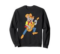 Chuck E. Cheese Cowboy Chuck E. Playing Guitar Distressed Felpa