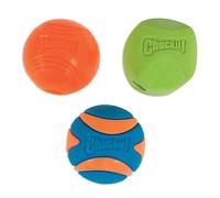 Chuckit! Fetch Medley Gen 2 Palline di gomma per cani, Strato, Erratico, Ultra Squeaker Balls per cani, Durevole e Alto Bounce Launcher Compatibile Cane Giocattolo Medio, Confezione da 3