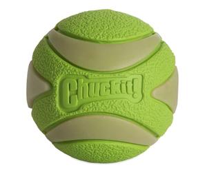 Chuckit! - Max Glow Ultra Squeaker Ball - Palla fosforescente per cani - Palla squeaker per cani - Si illumina al buio - Produce suoni divertenti - Rafforza il legame - Diametro di 6,5 cm