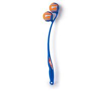 Chuckit! The Duo Double Ball Launcher - Giocattolo per cani a mani libere per giocare interattivo, include 2 palline da tennis, misura media (confezione da 1)