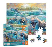 Chuckle and Roar - Puzzle XL da 100 pezzi, avventura subacquea abbagliante, emozionante, scena colorata con delfini che ridono, qualità premium, regalo ideale, divertimento senza schermo, bambini dai
