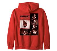 Chucky Blood Red Frames Creepy Doll Close Up Collage Felpa con Cappuccio