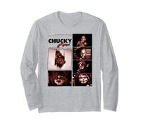 Chucky Blood Red Frames Creepy Doll Close Up Collage Maglia a Manica