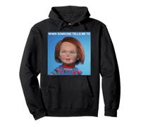 Chucky Calm Down Meme Front And Back Felpa con Cappuccio