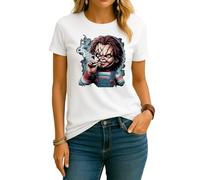 Chucky Smoke Weed - Maglietta da donna per costume di Halloween, bianco, XXL