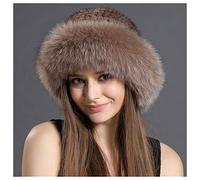 CHUDAN Cappello da Donna Lavorato A Maglia Cappello di Pelliccia di Visone Invernale Vera Pelliccia di Volpe Lanuginoso Cappelli Invernali Caldi in Acrilico Morbido Cappello di Pelliccia,Camel