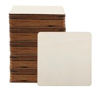 CHUEHKAK 50 Pezzi Dischi di Legno, Dischetti Legno Quadrati per Progetti Fai Da Te, Pirografia, Decorazioni, Artigianato, Ornamenti e Sottobicchieri, 10 x 10 cm, Spessore 2,5 mm