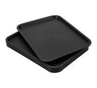 CHUEHKAK 6 Vassoi da Portata Rettangolari, 41,5 x 30,5 cm, Antiscivolo in Plastica, Riutilizzabili per Buffet, Feste e Picnic, Nero