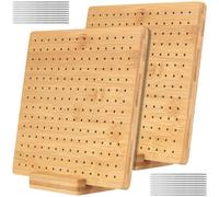 CHUENKUK Granny Square Spanner Grande, 20 x 20 x 1,5 cm, per Granny Square, Wooden Blocking Board all'uncinetto con 40 aghi in acciaio, 2 base per lavori a maglia, uncinetto