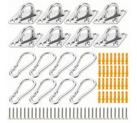 CHUENKUK Set di 16 tende da sole in acciaio inox, piastra per occhi da 6,5 cm e moschettone da 6 cm, piastra con occhielli in acciaio inox per poltrona sospesa, parasole, ponte navale