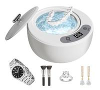 CHUFA Macchina per pulizia ad ultrasuoni aggiornata, 48 kHz - 200 ml, protesi notturne, parentesi graffe, allineatori, detergente per spazzolini da denti e gioielli, 5 modalità di pulizia, bianco