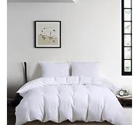 CHUFFED Biancheria da letto in lino 200 x 200 cm, 3 pezzi, 100% lino naturale, 1 copripiumino da 200 x 200 cm + 2 federe da 80 x 80 cm, con chiusura lampo, morbida e traspirante, colore bianco